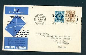 New ListingGreat Britain London 8/4/1939 Air Mail Transatlantic Cover To New York 8/6/1939