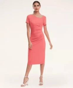 Brooks Brothers korallefarben Ponte Strick geraffte Seite Etui-Kleid Damen US 6 neu mit Etikett - Bild 1 von 8
