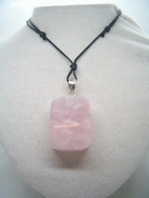 Ciondolo in ARGENTO 925 con QUARZO ROSA naturale - pendente Pietra Dura - - Immagine 1 di 4