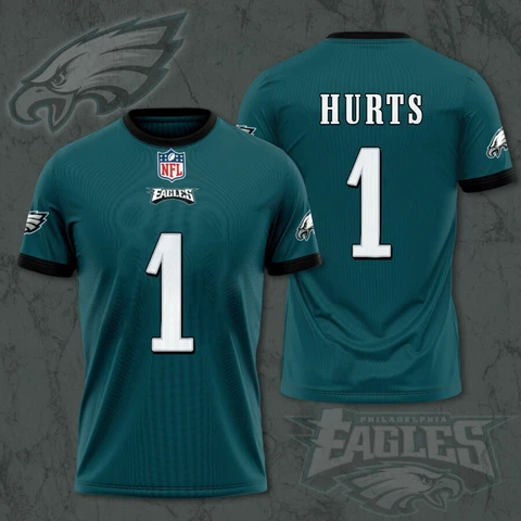 NEW HOT! Philadelphia Eagles 2022 Football Jalen Hurts Name & Number AOP T-Shirt Cover