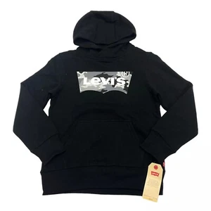 Levi's Boys Size 7 Batwing Logo Sweatshirt Hooded Camo Black - Picture 1 of 8