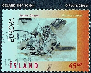ICELAND 1997 SC 844 EUROPA -COUPLE ON A HORSE 45k USED NO GUM VERY FINE  - Picture 1 of 2
