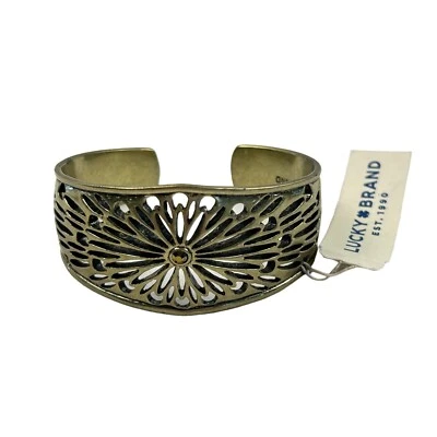 Brazalete Brazalete Marca Lucky Joyería Mujer Cristal Piedra Tono Dorado Calado Foto 1 de 4