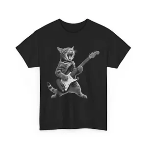 Cat Playing Guitar Rock Star Rock and Roll For Men Women Kid T-Shirt - Picture 1 of 6