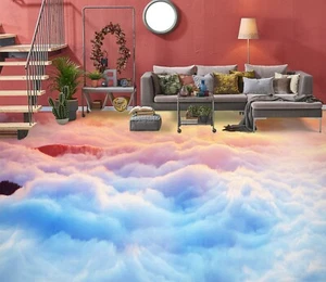 3D Blaue Rosa Wolken H5175 Fußboden Wandbild Fototapete Tapete Familie Erin 2023 - Picture 1 of 5