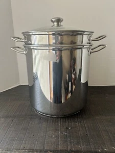 Williams Sonoma 12 QUART Stainless Pasta Pot Multi Pot W Basket 4 PC Set Korea - Picture 1 of 11