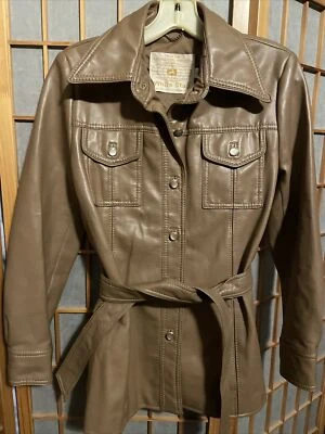 Chaqueta a presión vintage de cuero sintético Sag blanca años 70’s-80’s para mujer talla 10 Foto 1 de 4