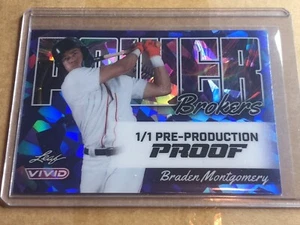 Braden Montgomery 2024 Leaf Vivid Baseball 1/1 Pre Production Proof - Picture 1 of 2