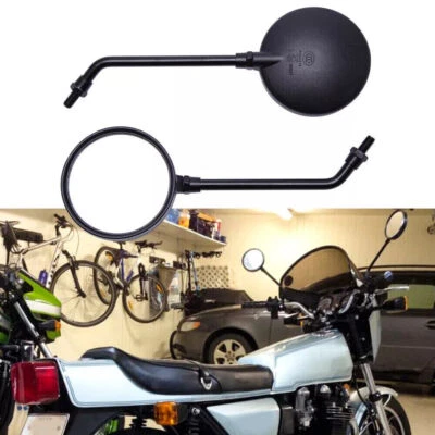 Black Fits Kawasaki KLR650 KLR 250 650 4" Rearview Round Side Mirrors Long Stem- - Image 1 of 4