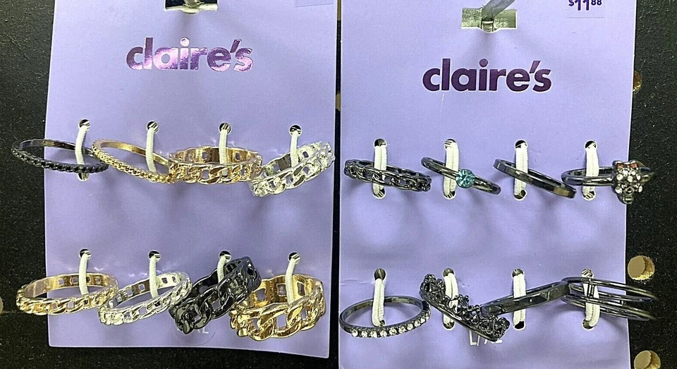 Anillos de moda Clair’s Girls L/XL elige corona calavera negra o eslabones plateados/dorados Foto 1 de 1