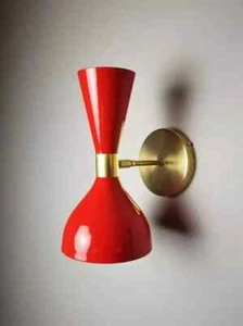 Mid Century 50er Jahre italienische Messing Diabolo Wandleuchter Leuchte 2 Birnen Paar - Bild 1 von 4