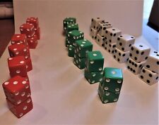 LOT OF 36 SOLID PLASTIC 5/8" GAME DICE 12 EACH OF RED/WHITE/GREEN