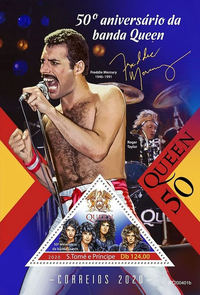 QUEEN Freddie Mercury Rock Music Band MNH 1v-Stamp Sheet #3 (2020 Sao Tome) - Изображение 1 из 1