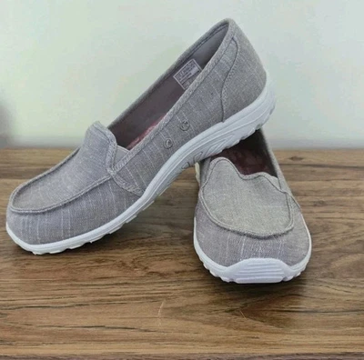 Skechers широкий крой регги фестиваль Manzanita поскользнуться на размер 10 холст серо-коричневый туфли-новый - Изображение 1 из 4