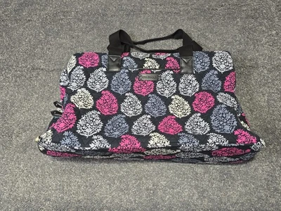 Vera Bradley Quilted Weekender Travel Duffel Bag Floral Black Pink Gray Carry On - Image 1 of 4