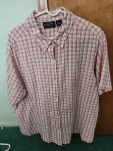 Damen 2x Sonoma Seersucker Button Down Hemd, hellkoralle und hellbraun kariert - Bild 1 von 5