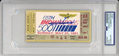 1981 Indy Indianapolis 500 Ticket Signed Mario Andretti PSA DNA COA Autograph F1 - Image 1 of 2