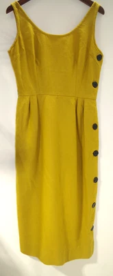 Vestido X8 años 60 mostaza 100 % lana movible verdadero vintage XS botones negros Foto 1 de 4