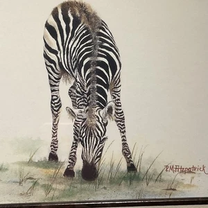 P. M. Fitzpatrick gerahmt signiert Aquarell Zebra Druck 19,5”x 16 grün/creme - Bild 1 von 22