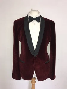 HUGO BOSS -Mens BURGUNDY VELVET TUXEDO JACKET - 42 Reg -GORGEOUS Evening Jacket - Picture 1 of 10