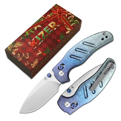 Cuchillos Kizer Sheepdog C01C 2.9 Navidad Plegable EDC Cuchillo S45VN Hoja Titanio Foto 1 de 4