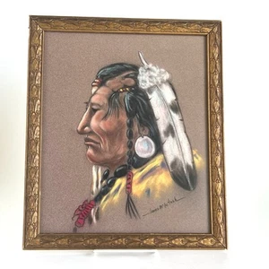 Vintage Native American Portrait Framed Pastel on Paper by James McIntosh Signed - Picture 1 of 12