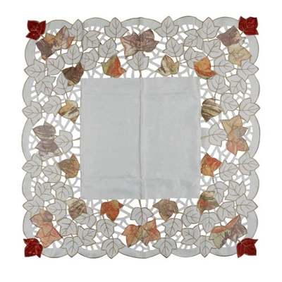 Heritage Lace Autumn Elegance Embroidered Fall Leaf Table Topper 34" x 34" - Image 1 of 3