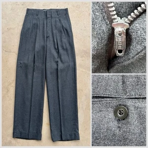 1940s Vtg High Waist Wool Gray Rockabilly Pants W 28 L 30 Trousers Cuffed 40s - Picture 1 of 19