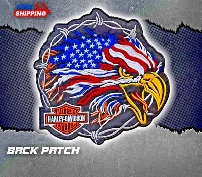 Eagle Large Embroidered Motorcycle Patch – 10x10 Inch Biker Jacket Back Patch - Image 1 of 4