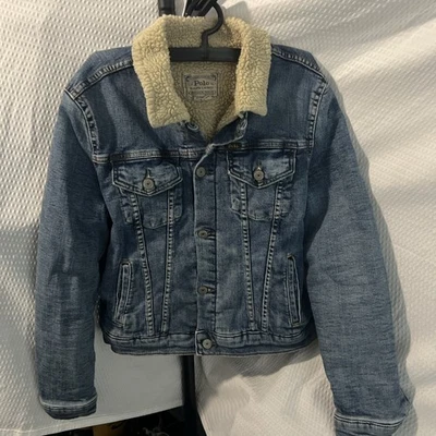 Polo Ralph Lauren Girls L 12-14 Bass Wash Denim Jean Jacket Fleece Lined  - Image 1 of 4