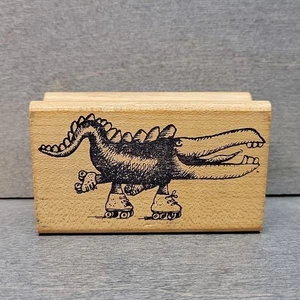 Schlittschuh Krokodil von All Night Media Krokodil Vintage Holz Stempel Kunst - Bild 1 von 7