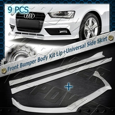 Pintado de blanco para Audi A4 Quattro 2013-2016 parachoques delantero labio + faldón lateral 9 piezas Foto 1 de 4