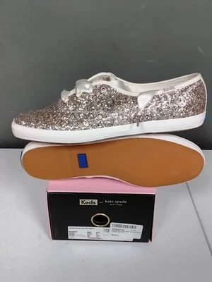 New! Keds X Kate Spade CH KS Glitter Gold Sneakers Womens Size 8.5 WF62870 NIB! - Image 1 of 4