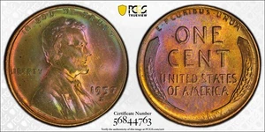 1957-D Lincoln Wheat Cent, PCGS MS65RB, Rainbow Toned! - Picture 1 of 4