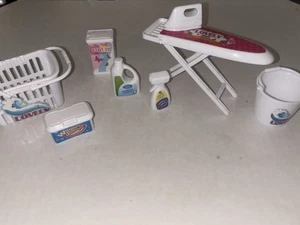 Miniature 1:6 Scale Dollhouse Laundry Room Essentials: Ironing Board, Detergent, - Picture 1 of 16
