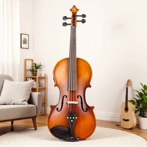 4/4 Full Size Electric Violin Set - Solid Wood, Rest, Strings, Tuner, EQ, Matte - Picture 1 of 24