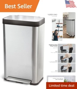 Space-Saving 70 Liter Stainless Steel Trash Can with Soft Close Lid Mechanism - Picture 1 of 12