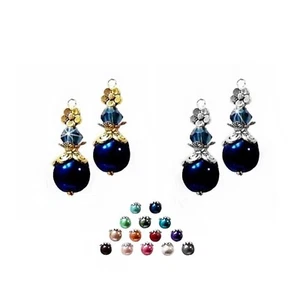 Earrings pearl Petite drop with crystal, choose color and fittings - Picture 1 of 17