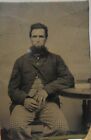 MAN - seated - wearing PLAID PANTS and VEST - TIN TYPE - listing # 941