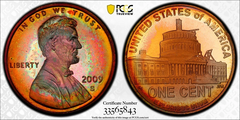 Stunningly Toned 2009-S Lincoln Cent - Professional - PCGS PR67RB - Image 1 of 1