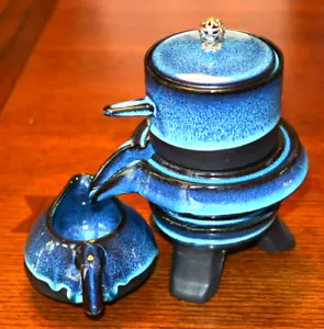 Set da tè in ceramica blu nero semiautomatico teiera a goccia bellissimo - Foto 1 di 8