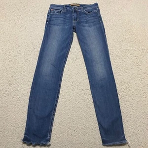 Joe's Jeans Womens sz 27 Blue Denim Mid Rise Skinny Ankle Medium Wash Raw Hem - Picture 1 of 13