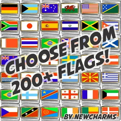Country FLAG ITALIAN CHARM for your bracelet choose from 200+ World Flags 9mm - Image 1 of 4