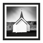 Warby Church Vik Iceland Cross Photo Square Framed Wall Art 16X16 In