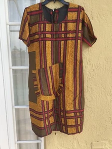 NIGERIAN AFRICAN WAX ANKARA DRESS ( CULTURAL& ETHNIC CLOTHING AFRICA )-L/XLARGE - Picture 1 of 9