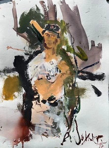 Ted Williams Watercolor Painting - 11x15 - Loose Baseball Art - Red Sox Legend - Picture 1 of 12