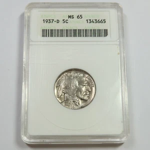 1937 D ANACS Soap Box MS65 - Buffalo Nickel - 5c US Coin #47177A - Picture 1 of 2