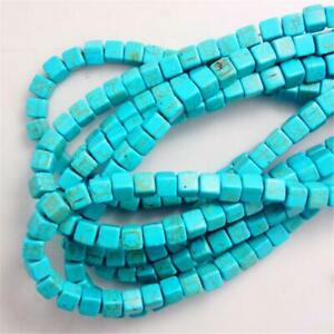 1 pièce 6 mm perles carrées turquoise lâches pierre précieuse 15 pouces styles colorés