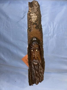 Hand Carved Wooden Wood Sculpture Spirit Man Wizard - Signed Bavarian Style 18” - Picture 1 of 9