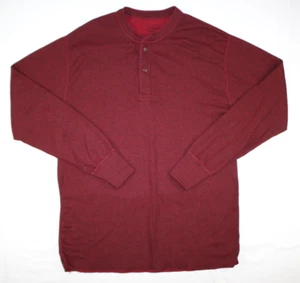 L.L. Bean River Driver Wool Shirt Mens Large Henley Thermal Canada Burgundy Red - Picture 1 of 6